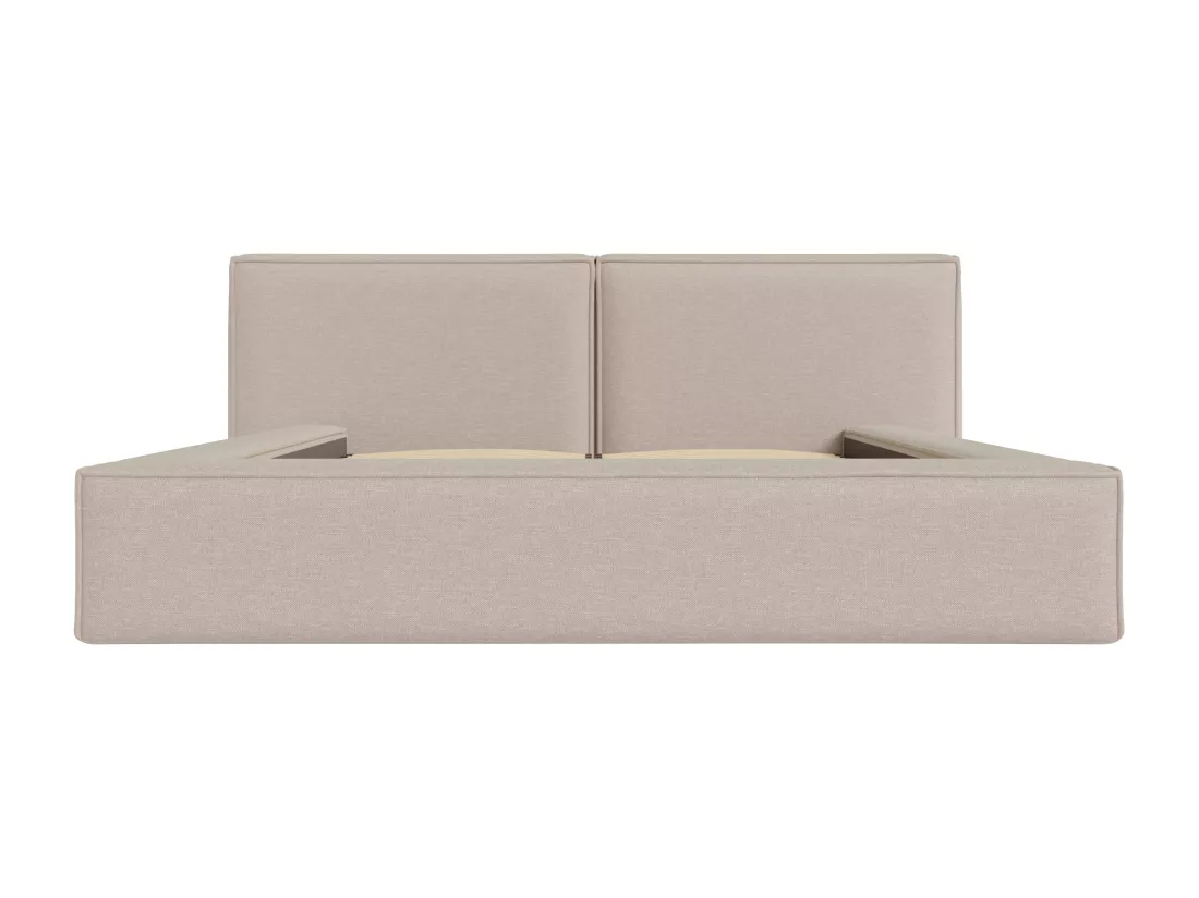 Lit coffre 180 x 200 cm - Tissu - Beige + Matelas - TIMANO de Pascal Morabito