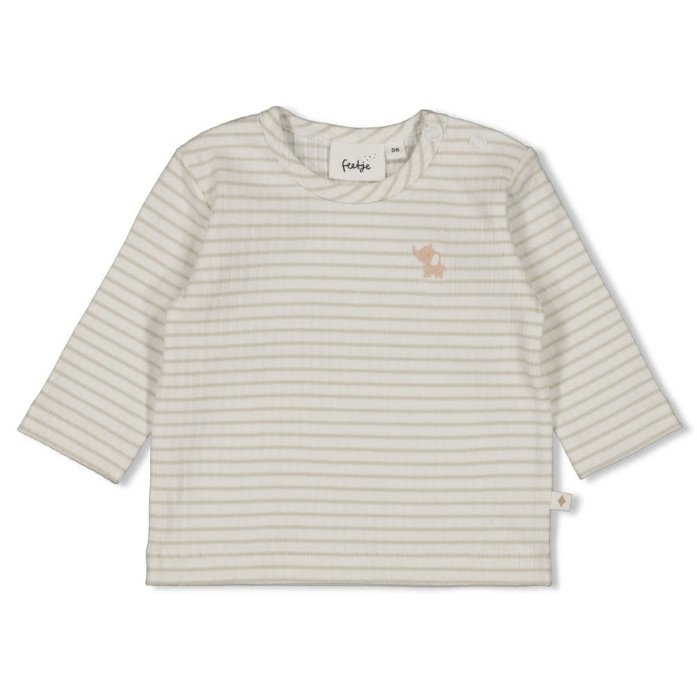 Feetje Feetje longsleeve rib met streep - Elephant mint