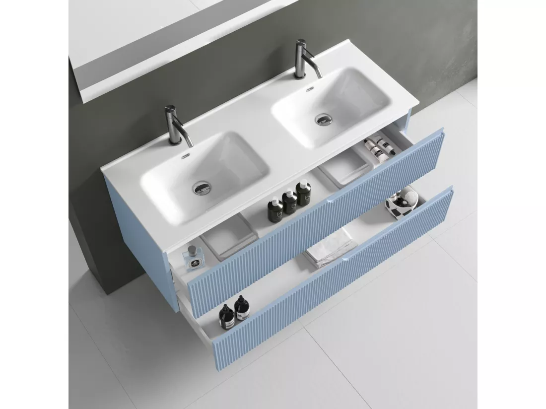 Ensemble salle de bain double vasque 5 pièces VENERE tiffany bleu