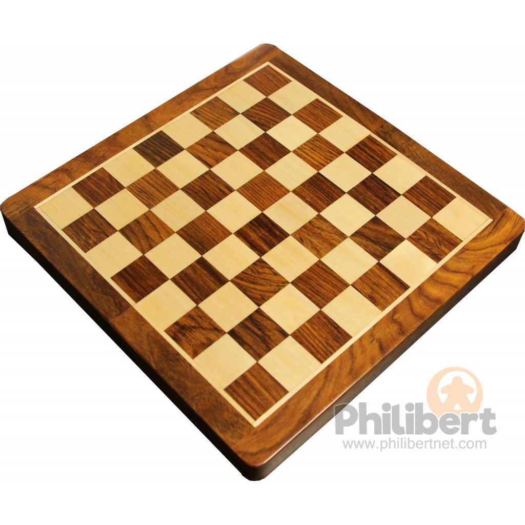 Jeu d'échecs pliant magnétique marqueté, 25 cm - Bois Patiné
