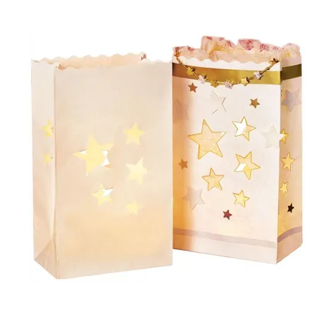 Folia Lichtertüten aus schwer entflammbarem Papier, Sterne, 5 Stück