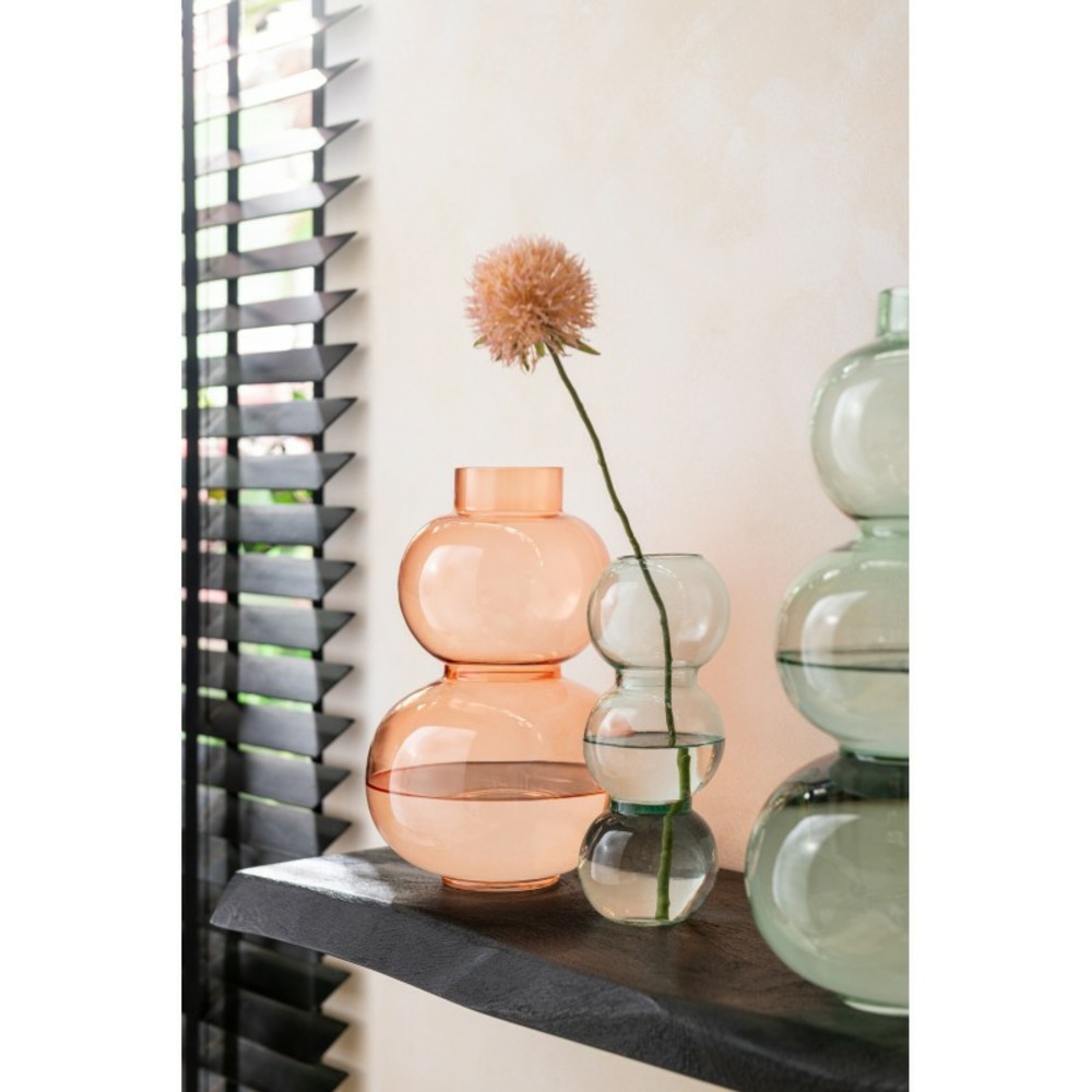 Vase 2 boules en verre orange 18x18x29 cm