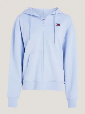 Moletom com capuz e zíper, modelo Relaxed Hoody, com distintivo.
