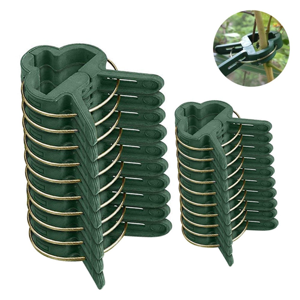 (20er Set) Garten Pflanzenklammern Pflanzenclips Rankhilfe - Grün / Gold
