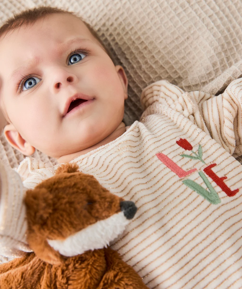 DORS BIEN BÉBÉ EN COTON BIO IMPRIMÉ AVEC LISERÉS COULEUR DORÉE