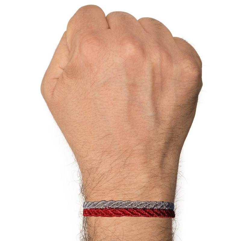 Cruciani Bracelet Homme Dentelle Prospérité Bicolore Rouge et Marron