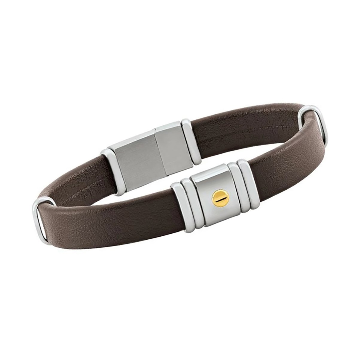 Bracelet homma Jourdan cuir synthétique marron acier