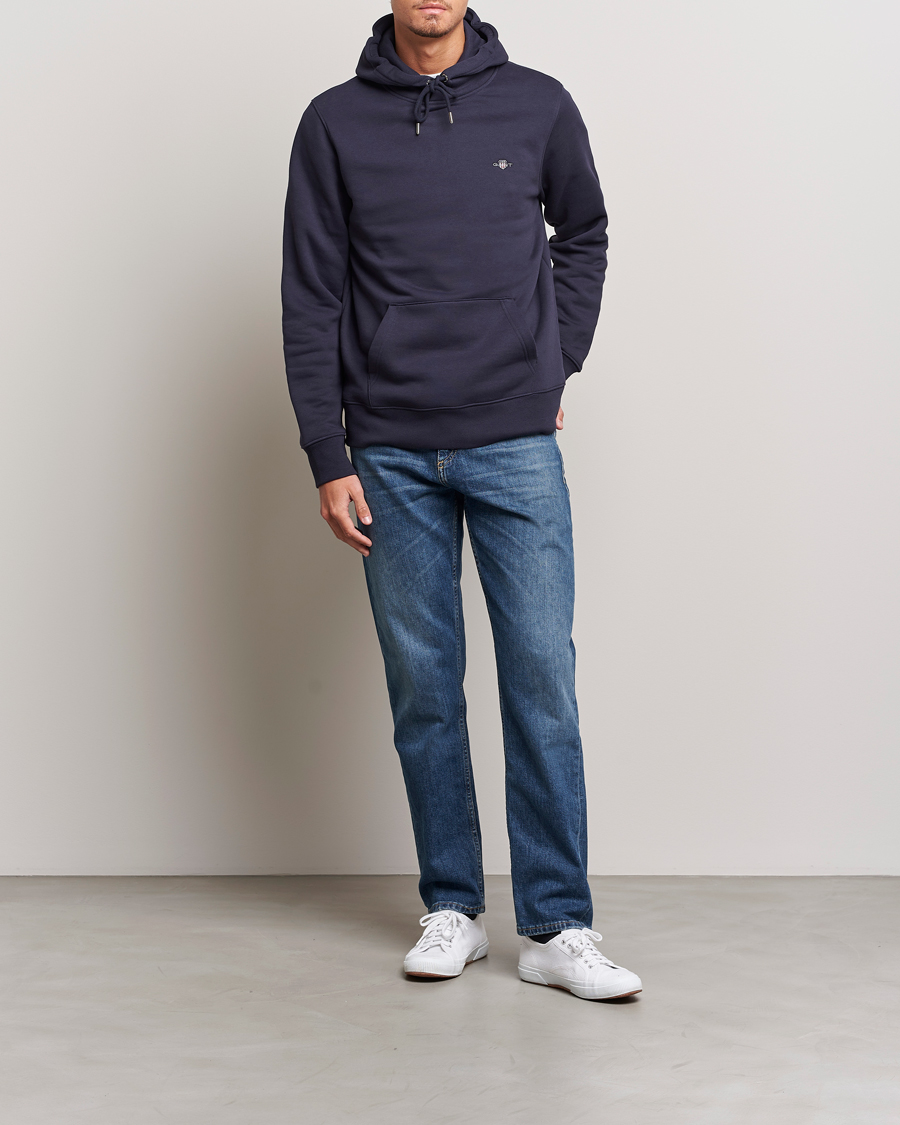 GANT Original Shield Logo Hoodie Evening Blue