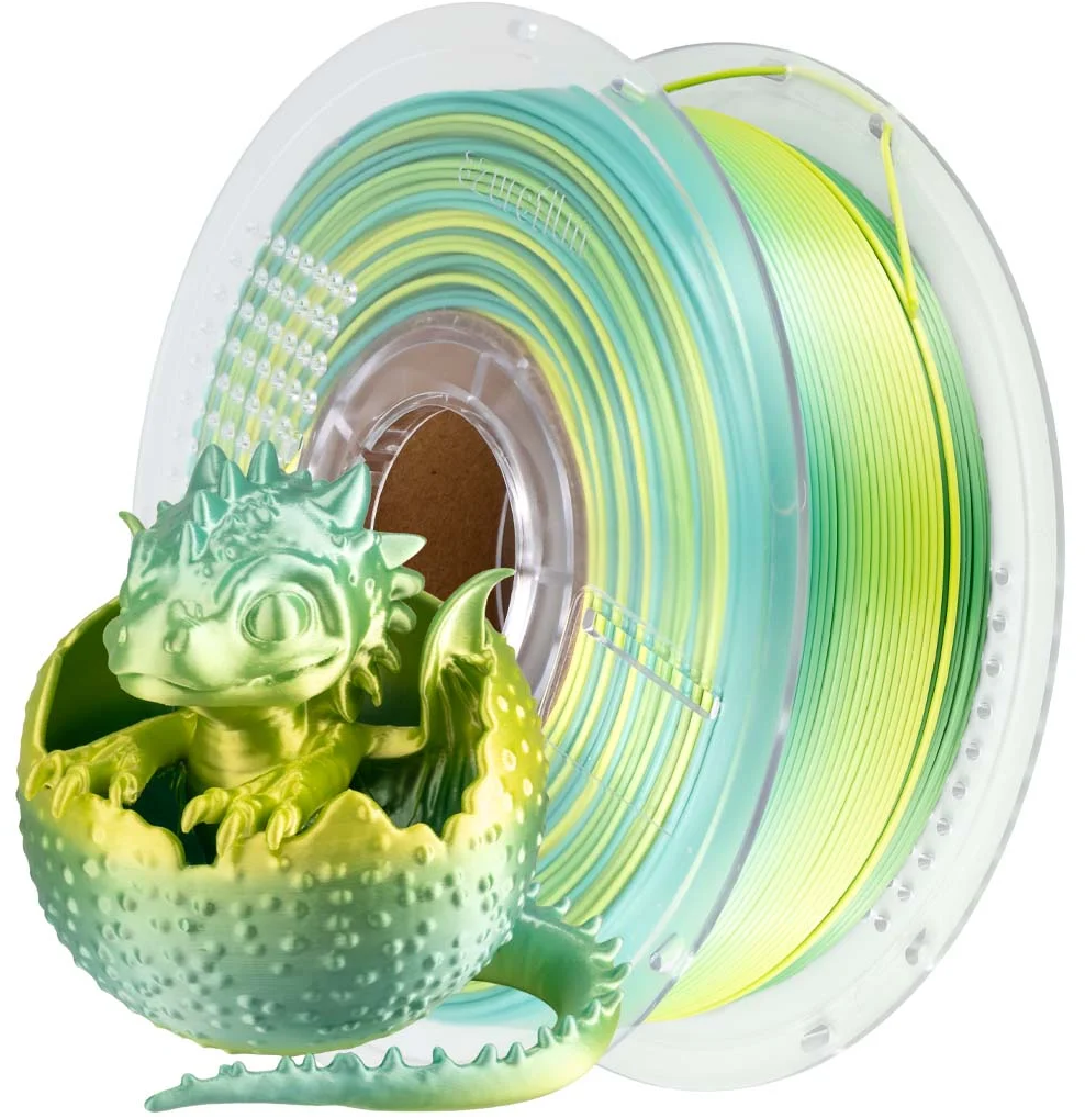 AzureFilm  PLA Silk Rainbow Lemon Mist, 1,75 mm / 1000 g    PLA-Material mit Farbverläufen & seidigem Finish in Lemon Mist