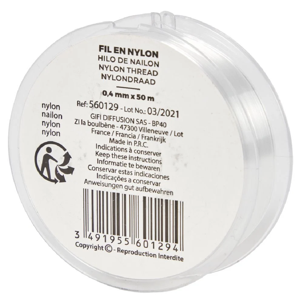 Fil nylon transparent 0,4 mm x 50 m