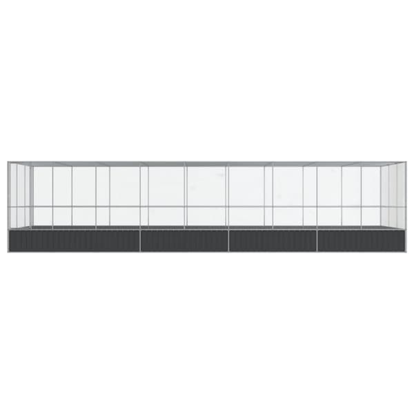 vidaXL Voliere med forlengelse sølv 932x307x212 cm stål