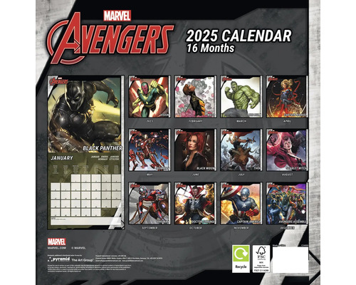 Marvel Avengers 2025 wandkalender, 30x30 cm