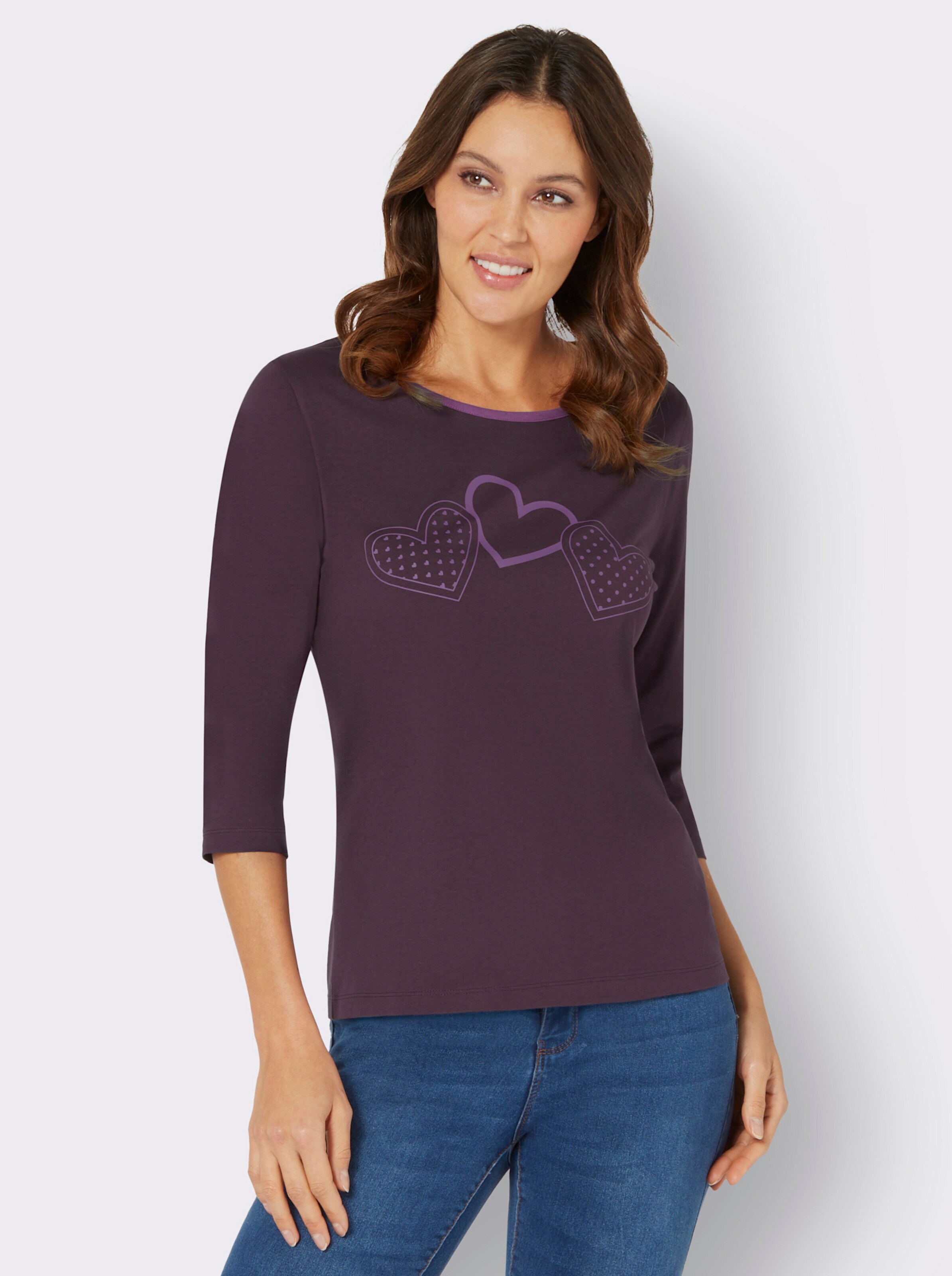 34-Arm-Shirt mit Herz-Motiv