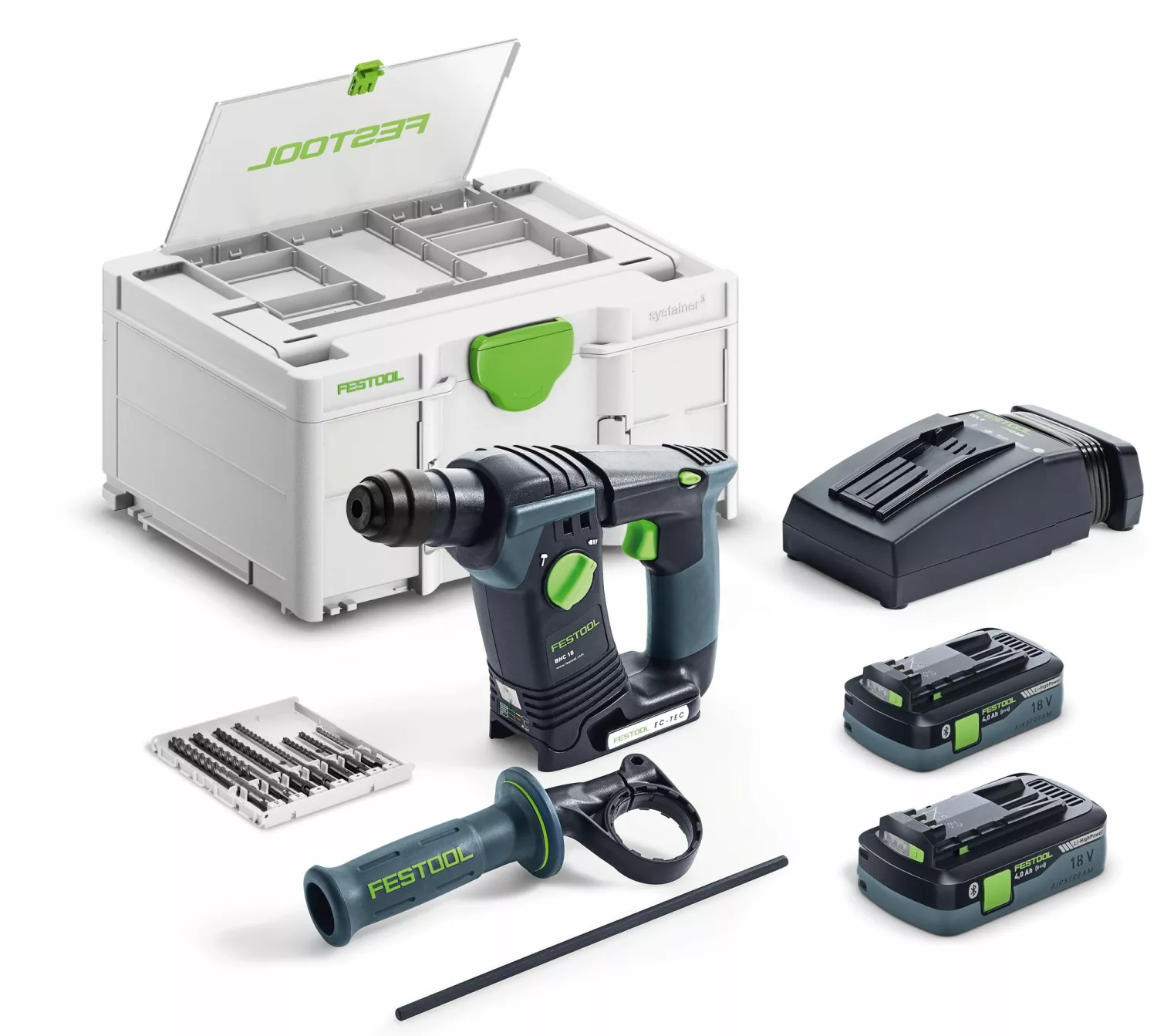 Festool BHC 18 HPC 4,0 I-Plus 18V Li-Ion accu SDS-Plus boorhamer set (2x 4,0Ah) in systainer - 1,8J