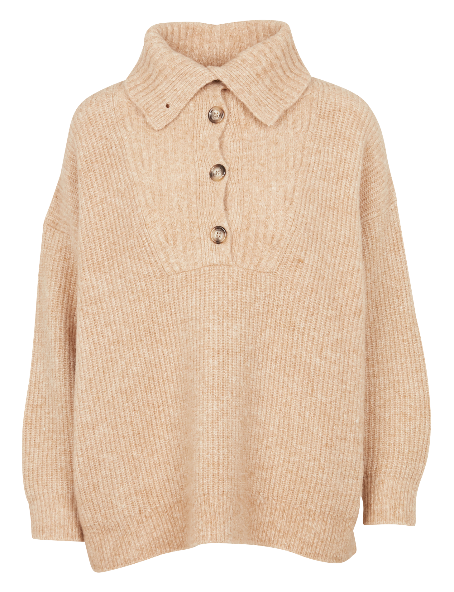 MALMO - Pull ample col roulé en laine mélangée | Beige