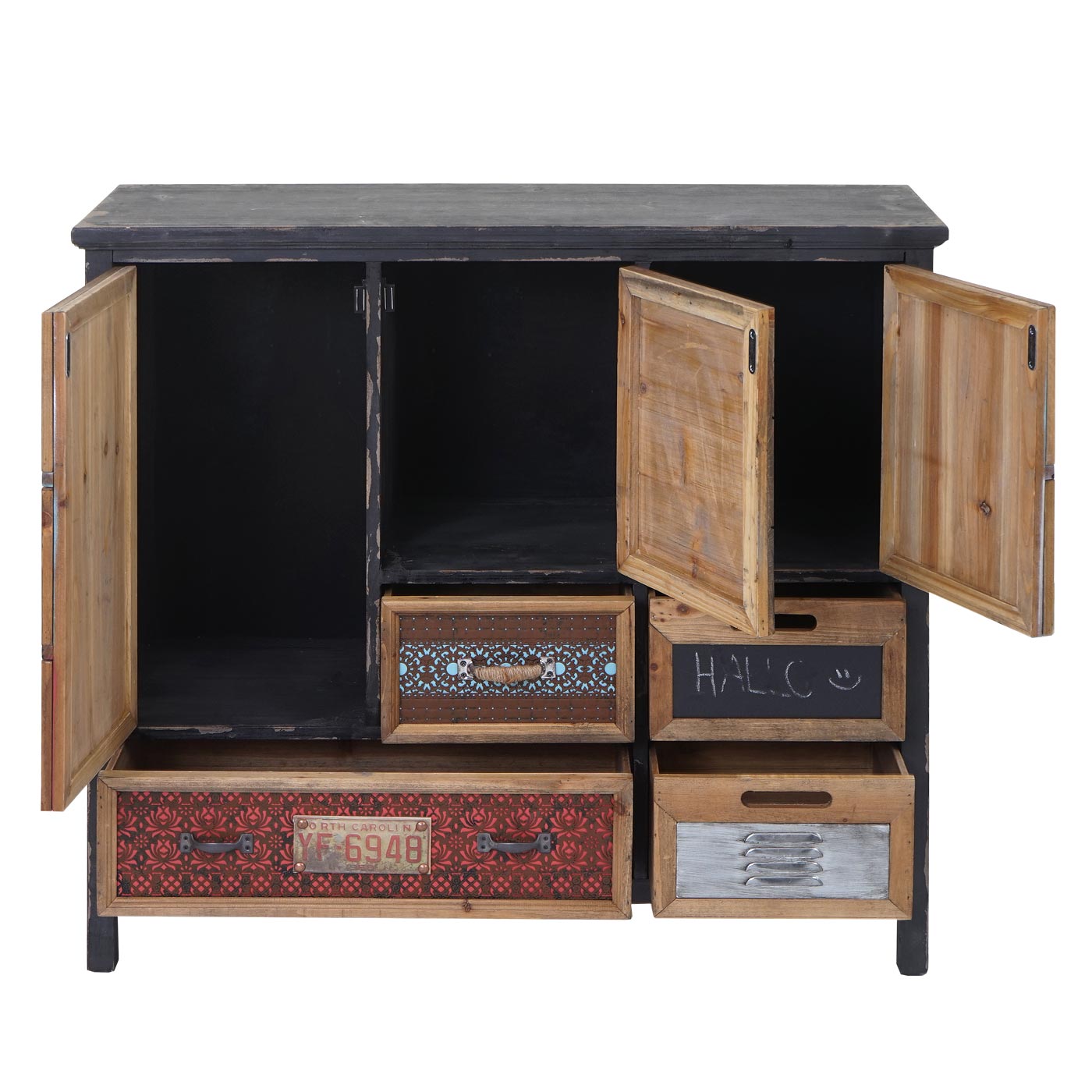 Apotheker-Schrank MCW-A43, Kommode, Tanne Holz massiv Vintage Shabby-Look 84x90x32cm