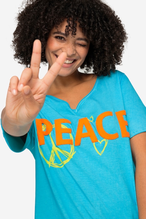 T-Shirt, PEACE Druck, Rundhals, Halbarm