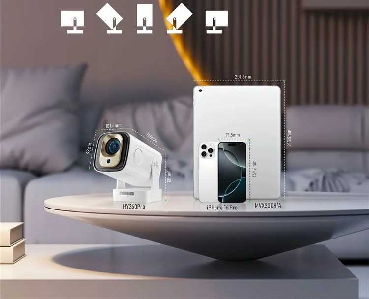 Multimedia LED Projektor Beamer Heimkino (200 ANSI Lumen) 1080p Full HD / HDMI / WiFi 6 BT 5.4 / Android 11.0 - Weiss