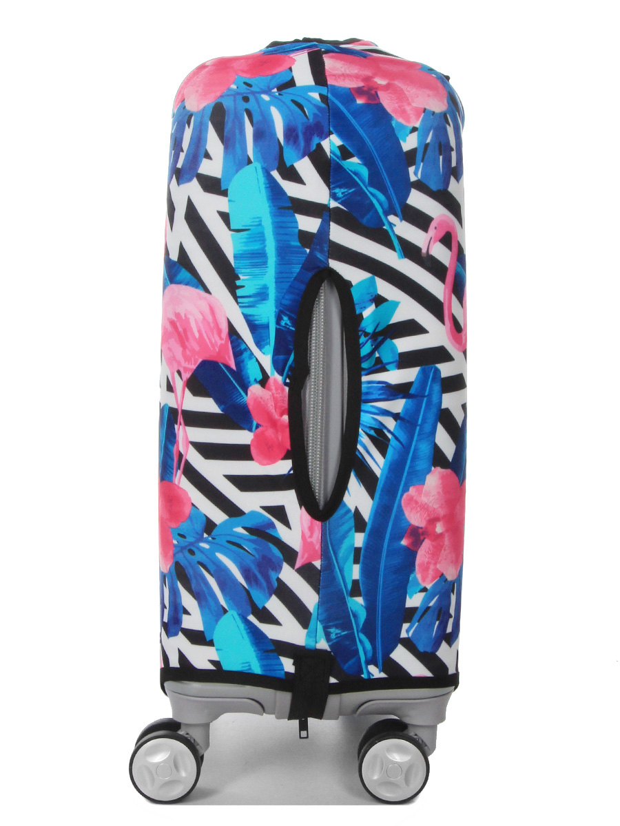 Housse de valise Periea Black & White Stripes with Flamingos S