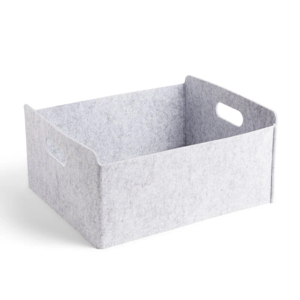 Panière coton effet feutrine 34x28x16cm gris