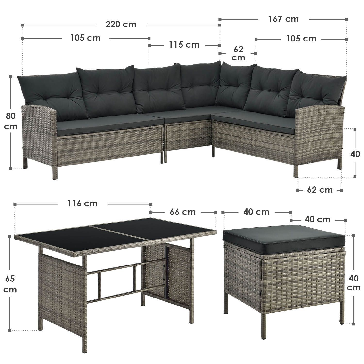 Manacor polyrotan grijze loungeset