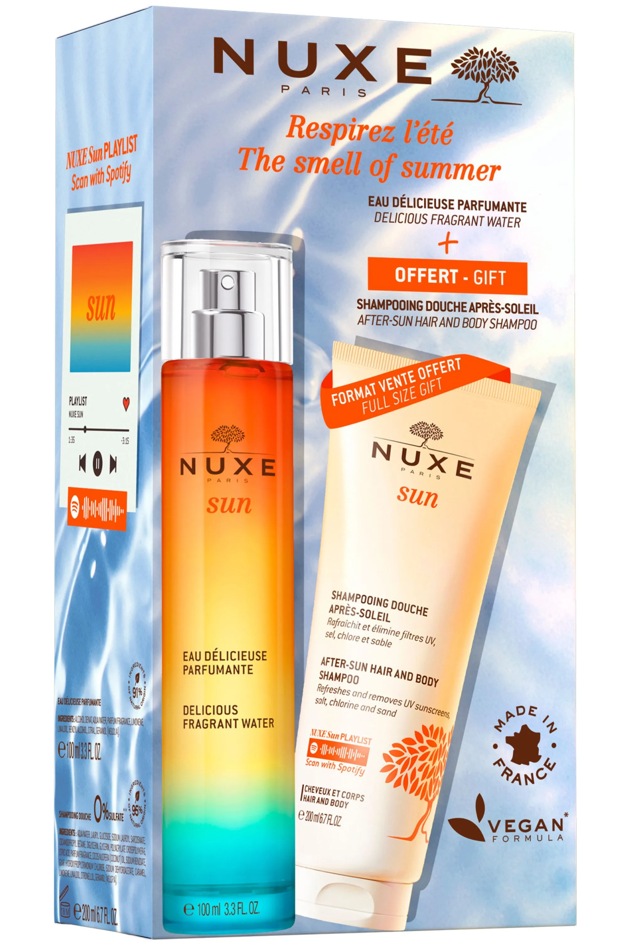 Nuxe Eau Délicieuse Parfumante & shampoing-douche après-soleil 200ml offert-300 ml