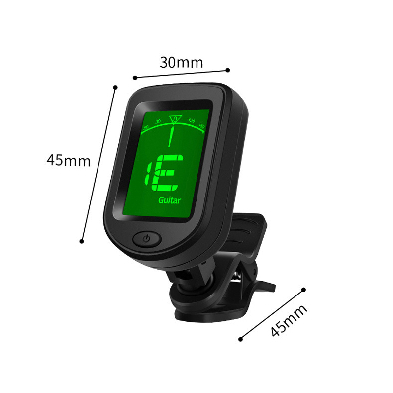 Elektronisches Instrumenten Stimmgerät Clip On Tuner mit 360 Grad LCD Display für Akustik Gitarren / Violine / Ukulele / Bass - Schwarz