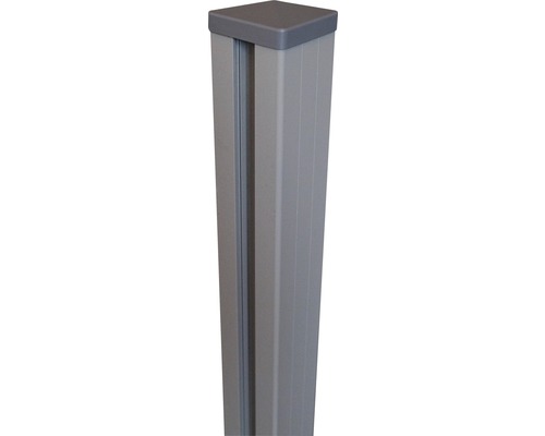 GroJa Flex/Lumino aluminium paal met DB703 kap voor inbetonnering, 9 x 9 x 240 cm, zilvergrijs