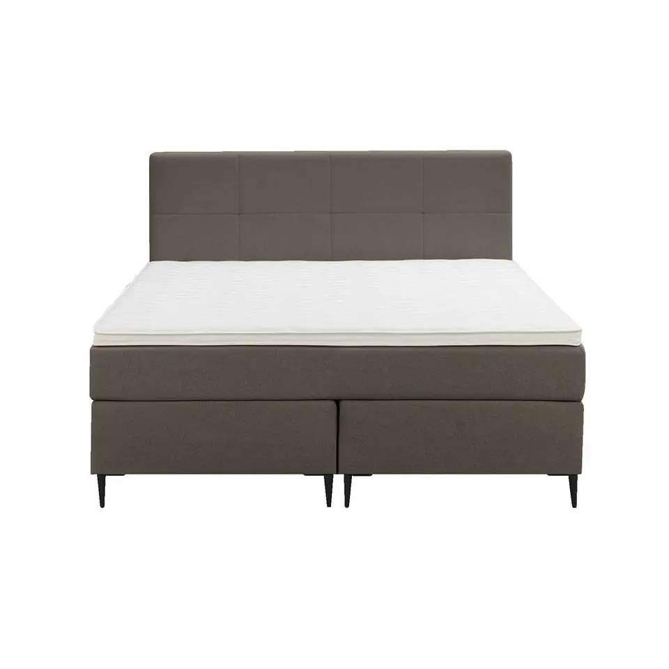 Boxspring Liv geblokt - donkerbruin - 140x200 cm - slanke poot