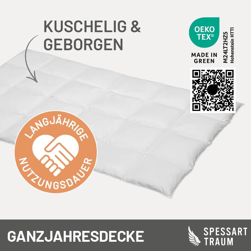 Daunendecke 135x200 cm Winter extra warm | 100% Daunen | 840g Füllgewicht | Allergiker geeignet (Nomite) | Oeko-TEX | Made in Germany