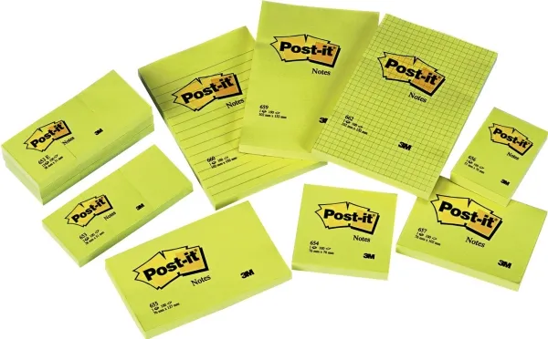 Post-it Large Notes Canary Yellow, gul, linjerede, 101 mm x 152 mm