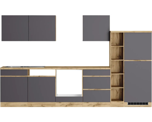 Held Furniture Keukenmeubel zonder apparatuur PISA 330 cm grijs mat gedemonteerd omkeerbaar variant 1106.6311