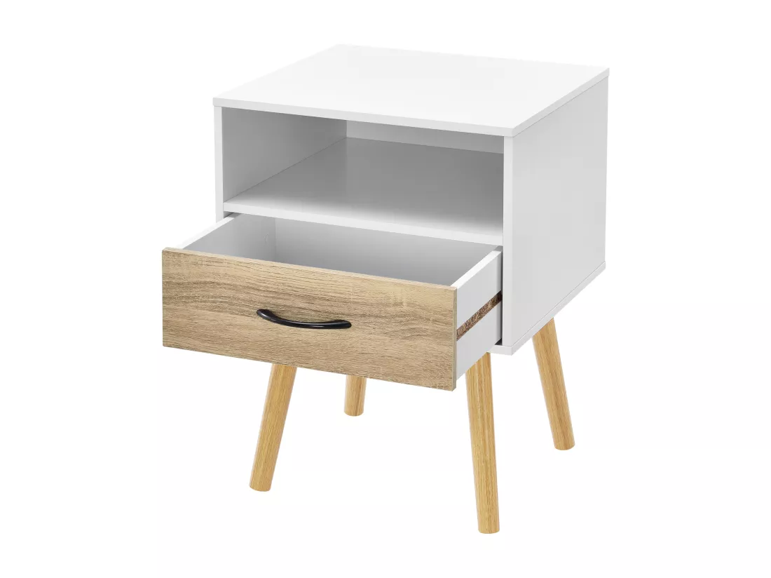 Lot de 2 tables d'appoint Gävle blanc effet chêne [en.casa]