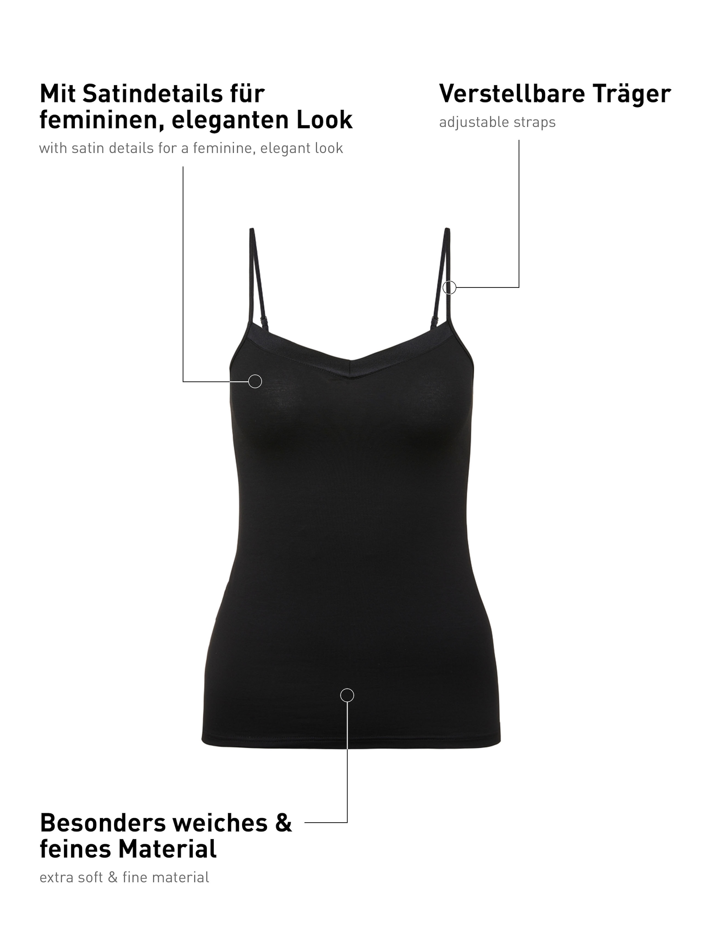 CALIDA Spaghettitop »Cate«, Satin-Einsatz , Single Jersey Qualität, elastisch, weich, feminin