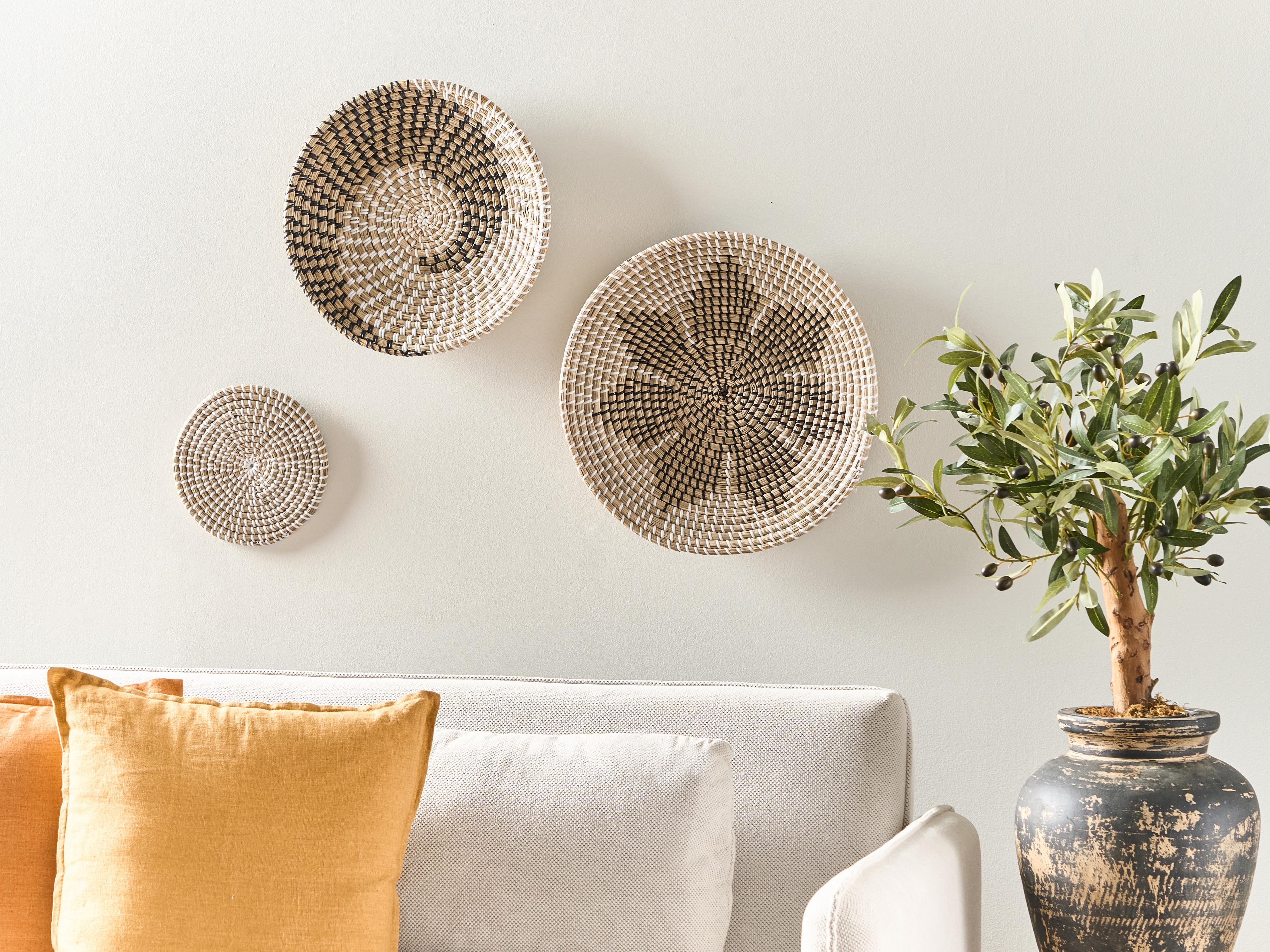 Set van 3 hangende decoraties CANTHO Zeegras 40/35/20 cm Zwart