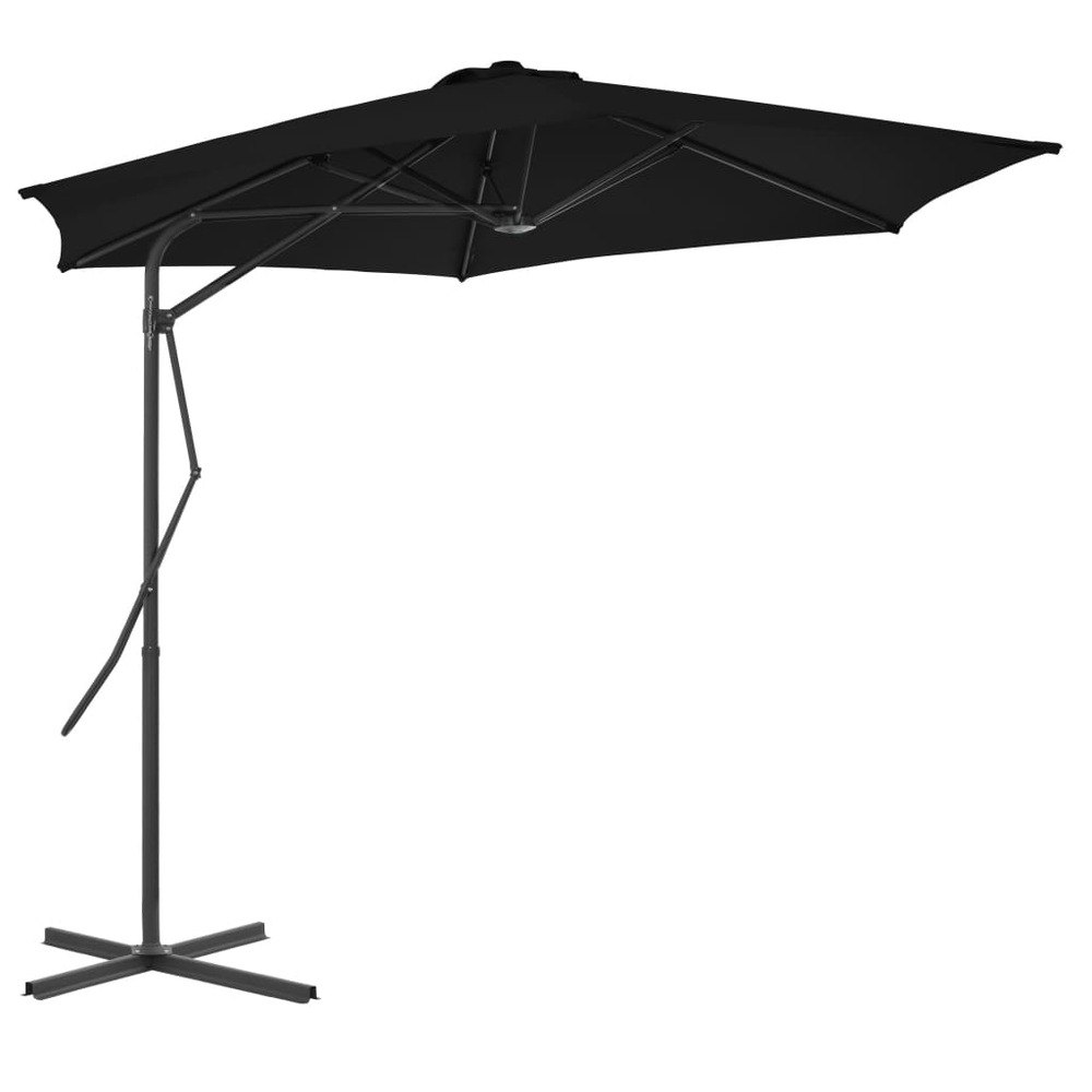 Parasol d'extérieur avec mât en acier 300 x 230 cm noir