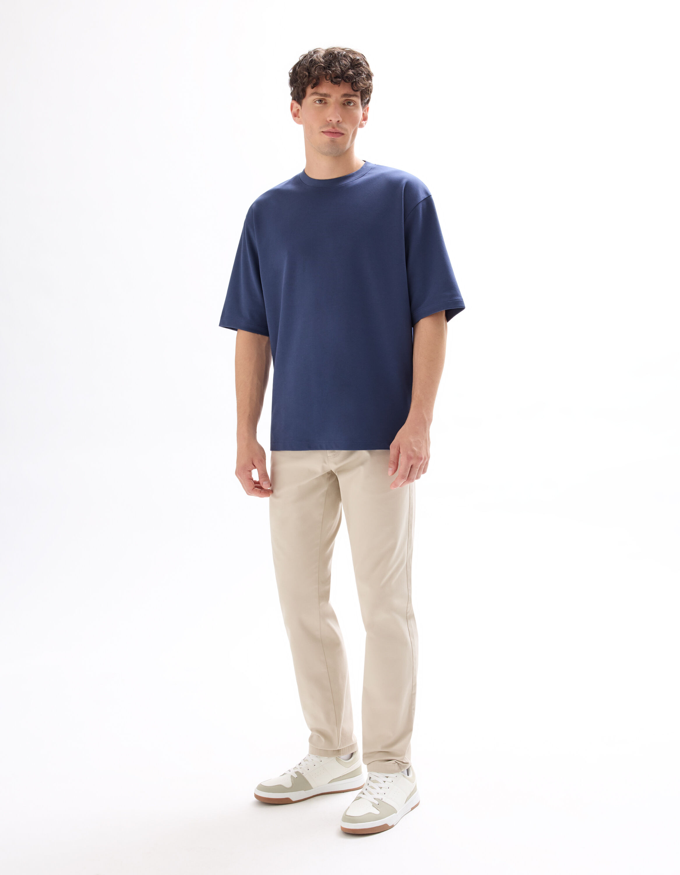 Pantalon chino slim en coton stretch longueur standard - beige clair