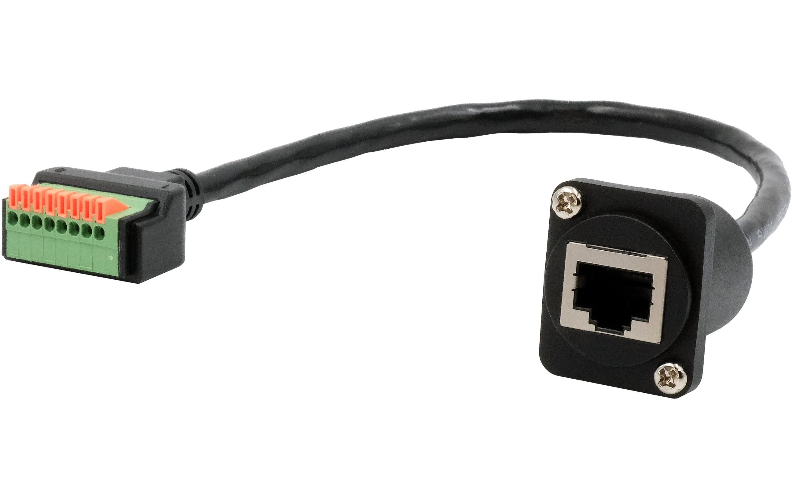Modul D-Typ RJ45 Cat.5e Buchse zu zu 8-pin 20 cmExsys D-Typ Kabel-Adapter Cat.5e RJ45 Buchse zu 8-pin Terminal Block mit Drucktaster