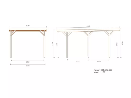 Carport, abri de voiture 3,04x5,12 m - 15,57 m2 - couverture PVC  - CAR16PVCTR - ALTANKA