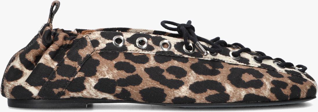 bruine ganni ballerina's lace up ballerina denim print