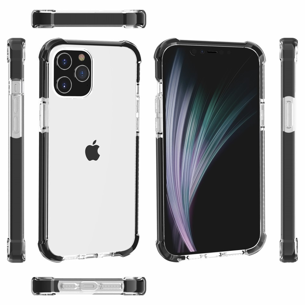 iPhone 12 / iPhone 12 Pro Hybrid Bumper Hülle mit Air Cushion Fallschutz - Schwarz / Transparent