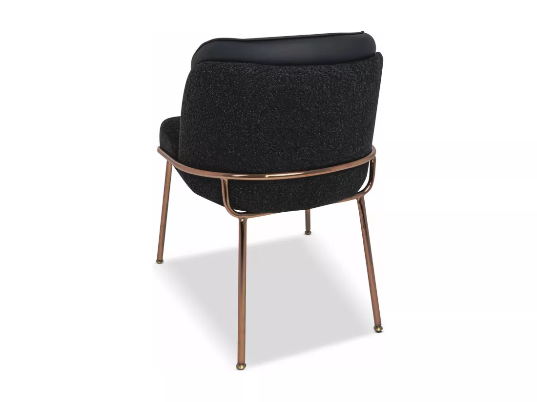 Thun Boucle - Lot de 2 fauteuils de design en métal, siège en tissu bouclé et dossier en similcuir