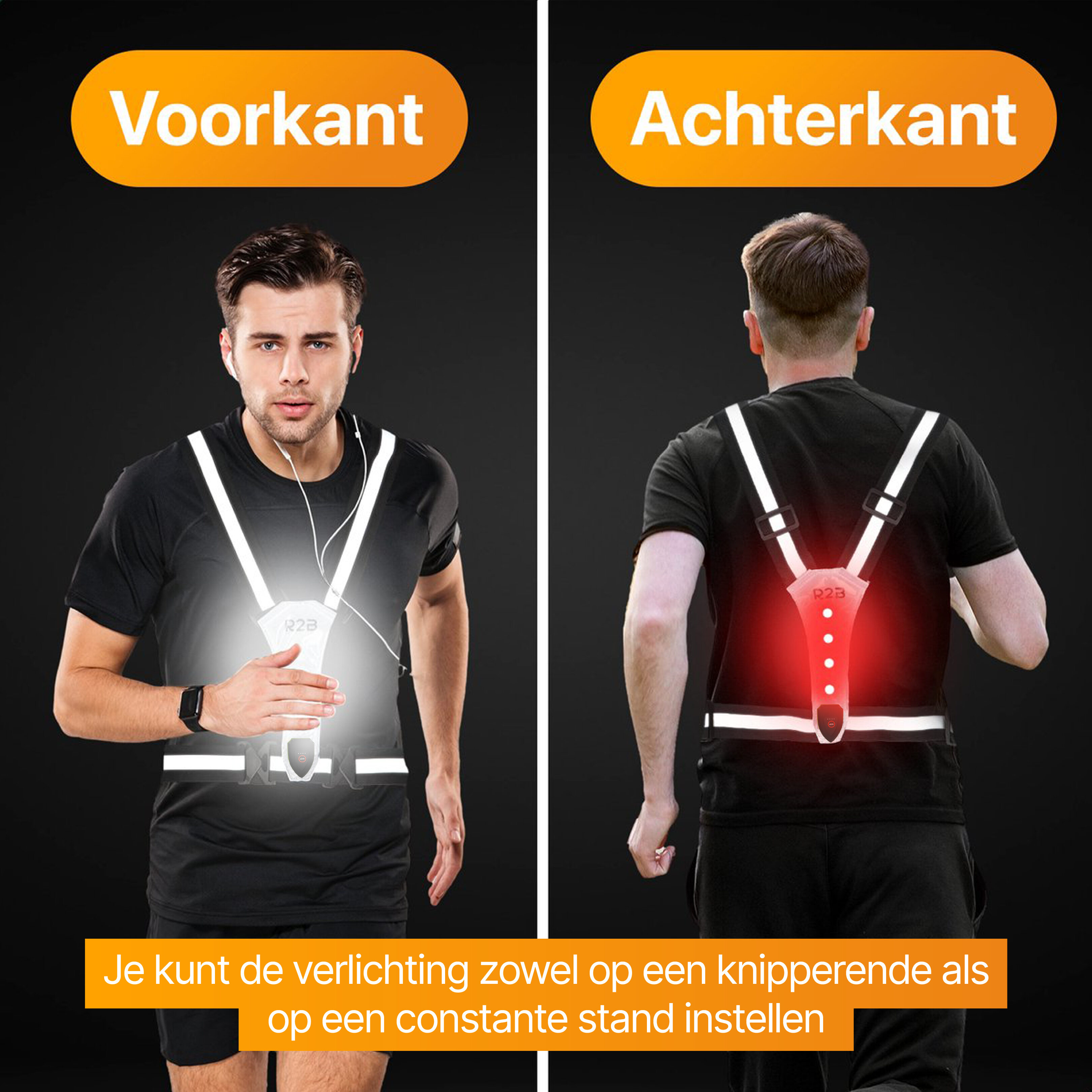 R2B oplaadbaar hardloopvest - Grey