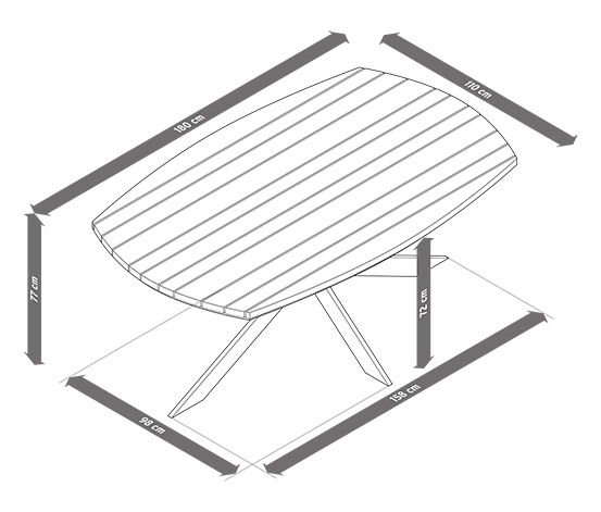 Dining-Tisch mit modernem X-Fuß, ca. 1,8 m