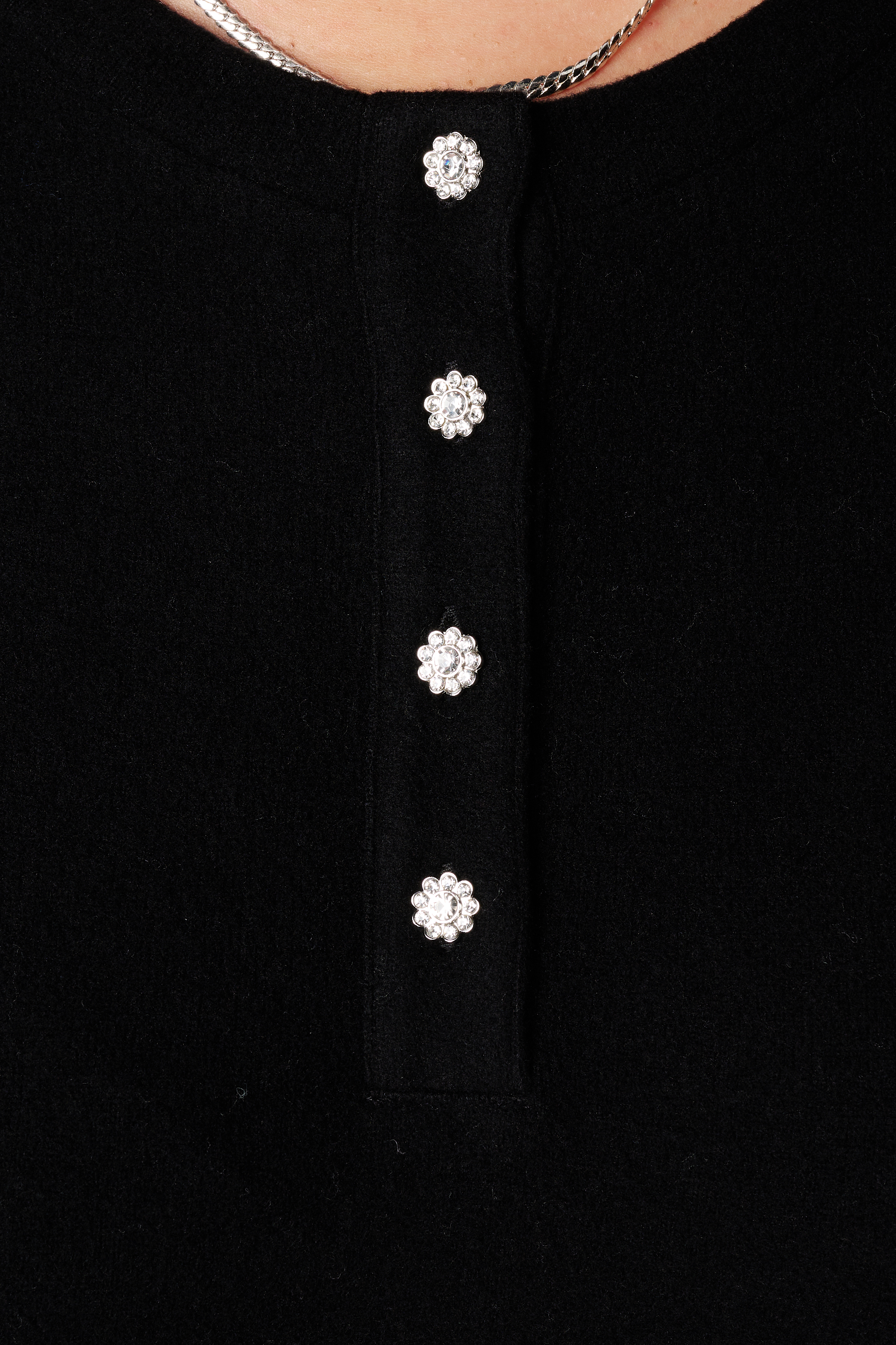 Velours trui met strass knopen Zwart