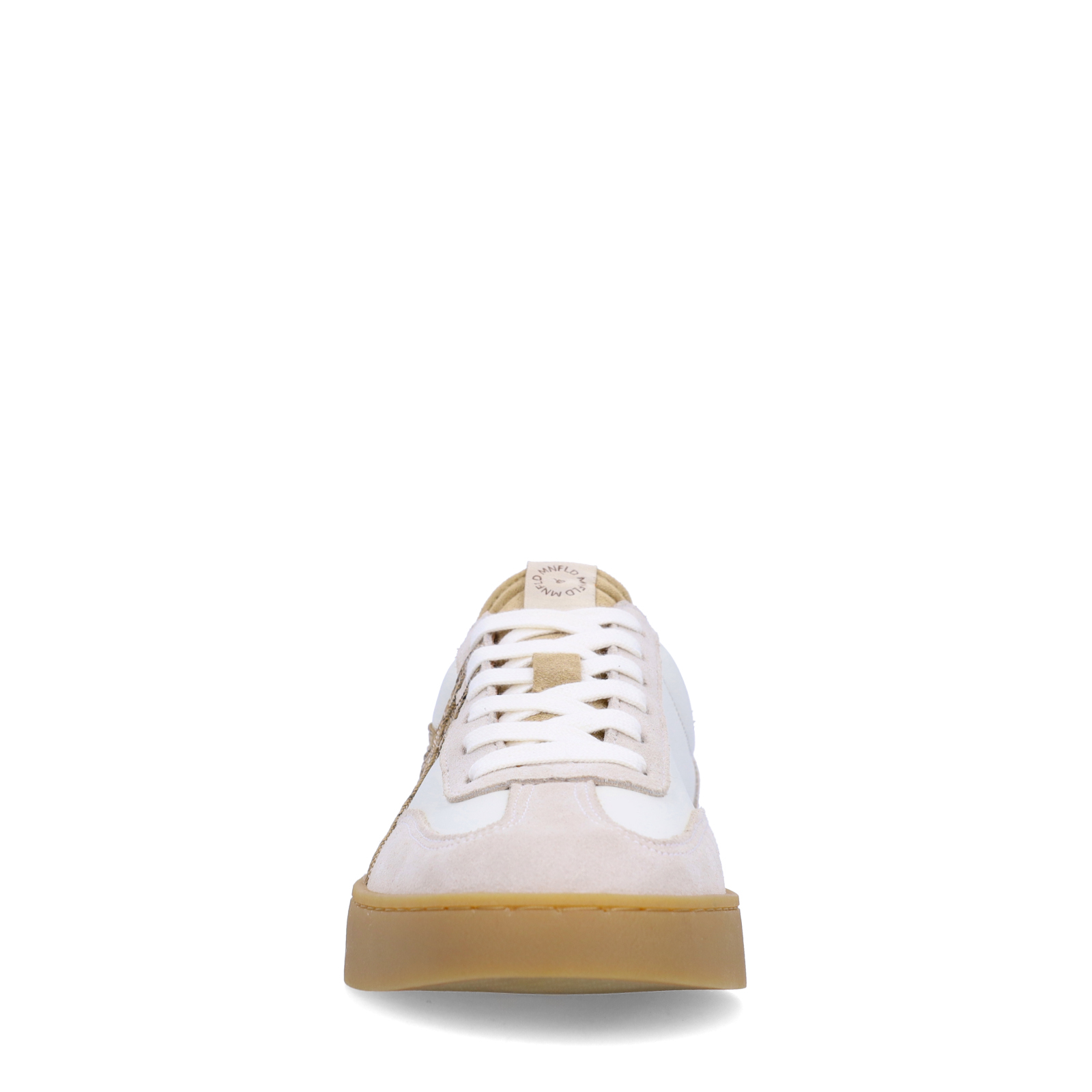 Beige leren sneakers met suède details