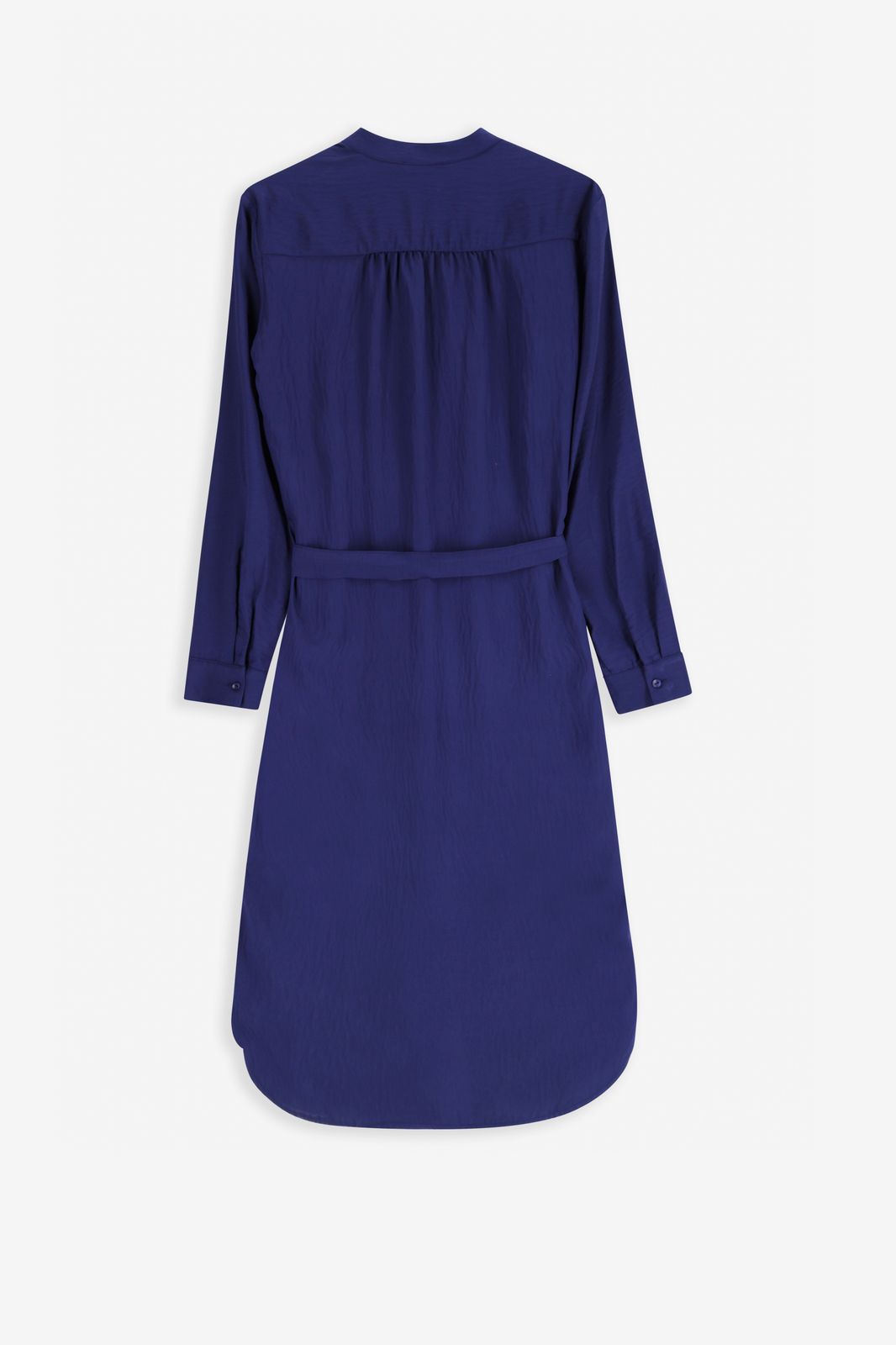 Donkerblauwe midi jurk met V-hals