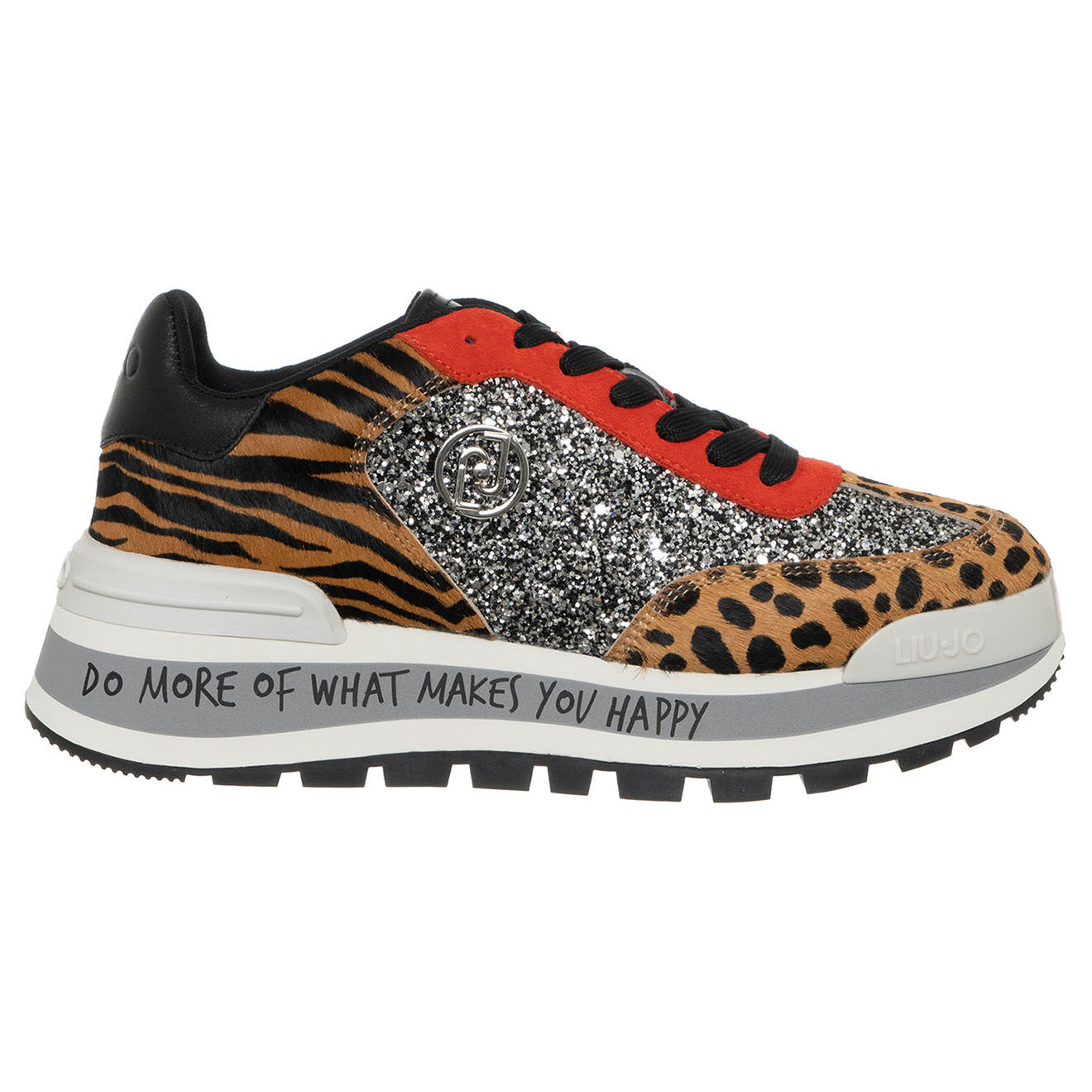 Liu-Jo Sneakers en Cuir Solène leopard/argenté/rouge