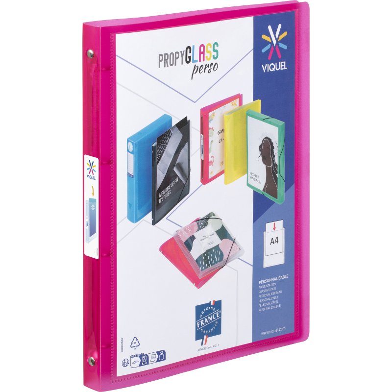 Classeur souple personnalisable A4 Dos 2,5 cm Polypropylène - PROPYGLASS - Viquel - 24,5 x 32 x 2,5 cm