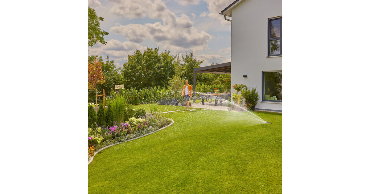 GARDENAComplete set Pipeline Irrigatiesysteem AquaPrecise op zonne-energie voor gazon sprinklersysteem  (Grijs/turquoise)